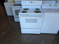 HOTPOINT 30 INCH FREESTANDING ELECTRIC RANGE COIL BURNERS 2 SMALL 2 LARGE HI LO BROIL SETTINGS SELF CLEANING OVEN WHITE LOCATED IN OUR PORTLAND OREGON APPLIANCE STORE SKU 24053