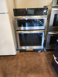 Jenn-Air Euro-Style Series 30 Inch Double Combination Smart Electric Wall Oven with 6.4 Cu. Ft. Total Capacity, V2™ Vertical Dual-Fan Convection System, WiFi Connectivity, Speed-Cook, Self-Clean, Add 30 Seconds SKU 24100