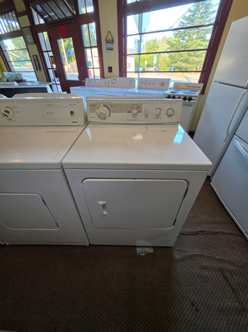 KITCHENAID ELECTRIC DRYER HEAVY DUTY SUPER CAPACITY PLUS 10 CYCLE 5 TEMRERATURE SETTINGS TOP FILTER SIDE SWING DOOR WHITE LOCATED IN OUR PORTLAND OREGON APPLIANCE STORE SKU 24154