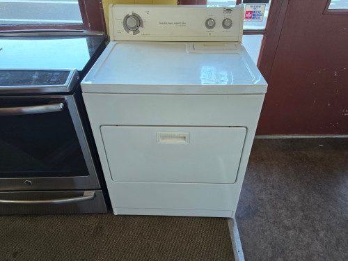 ESTATE ELECTRIC DRYER HEAVY DUTY SUPER CAPACITY PLUS 7 CYCLE 4 TEMPERATURE TOP FILTER PULL DOWN HAMPER DOOR WHITE LOCATED IN OUR PORTLAND OREGON APPLIANCE STORE SKU 24169