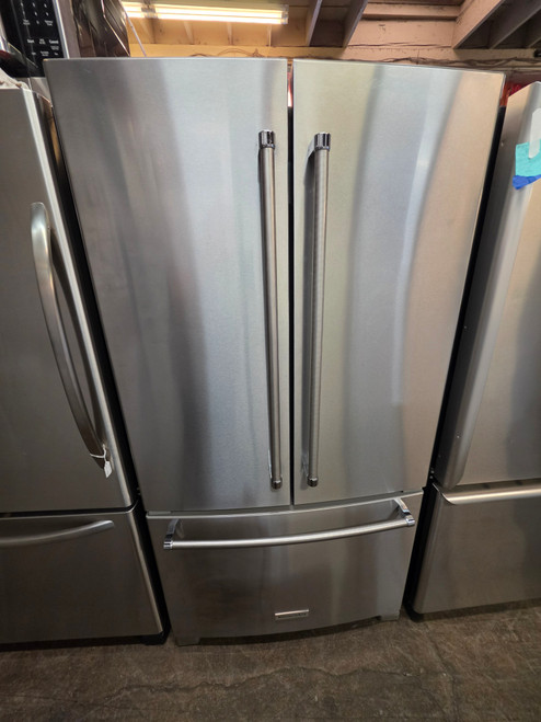 KitchenAid 36 Inch Counter Depth French Door Refrigerator with 20 Cu. Ft. Capacity, Extend Fresh™ System, Interior Water Dispenser, Produce Preserver, Humidity-Controlled Crispers, Fresh Chill™ Pantry, Automatic Ice Maker LED Lighting Stainless SKU 24184