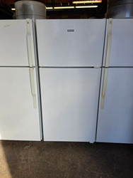 Hotpoint 28 Inch Top-Freezer Refrigerator with 3 Fresh Food Shelves, Dairy Compartment, Reversible Hinges, Gallon Door Storage, ADA Compliant and Never Clean Condenser: White, Right Hinge Door Swing SKU 24193