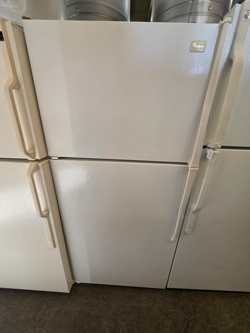 WHIRLPOOL 14 CUBIC FOOT RERIGERATOR TOP FREEZER WIRE SHELVES LARGE CRISPER DRAWER WIRE SHELF IN FREEZER WHITE LOCATED IN OUR PORTLAND OREGON APPLIANCE STORE SKU 24210