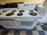 KENMORE 30 INCH FREESTANDING ELECTRIC RANGE COIL BURNERS 2 LARGE 2 SMALL SELF CLEANING OVEN WHITE LOCATED IN OUR PORTLAND OREGON ALLPIANCE STORE SKU 24224