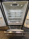 JENN-AIR 20 CUBIC FOOT COUNTER DEPTH FRENCH REFRIGERATOR WITH INTERNAL WATER DISPENSER AND ICE MAKER GLASS SHELVES 1 LARGE DELI DRAWER AND 2 CRISPER DRAWERS SKU 24227