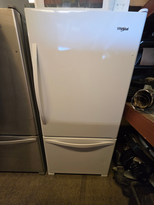 Whirlpool 33 Inch Bottom-Freezer Refrigerator with Fresh Flow Preserver, Accu-Chill System, Adaptive Defrost, Spill Guard Glass Shelves, Humidity Controlled Crispers, LED Lighting, Ice Maker and Energy Star Rated: White SKU 24247