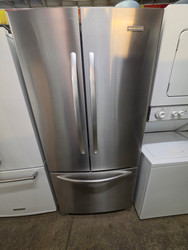 KitchenAid 22 cu. ft. French Door Refrigerator with Spill Clean Glass Shelves, Fresh Seal Humidity-Controlled Crispers, Internal Water Dispenser, Ice Maker and Digital Controls: Monochromatic Stainless-Steel SKU 24263