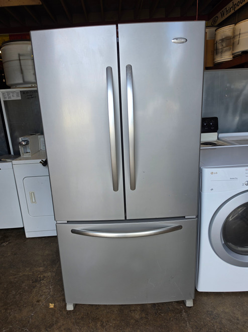 Whirlpool 36" French Door Bottom Mount Refrigerator 25 CUBIC FOOT Capacity Freezer, Accu-Chill Temperature Management System, Spill guard Shelves, Adaptive Defrost System Icemaker Stainless COSMETIC ISSUE ON DOOR SEE PIC SKU 24293