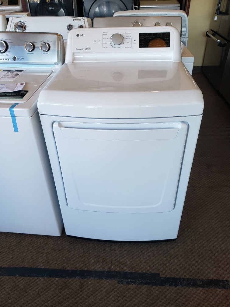 LG DLE7100W 27 Inch Electric Dryer with 7.3 cu. ft. Capacity FlowSense Duct Clogging Indicator LoDecibel Quiet Operation 8 Cycles Sensor Dry