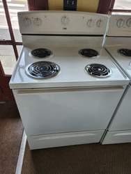 ESTATE BY WHIRLPOOL 30 INCH FREE STANDING ELECTRIC RANGE 4 COIL BURNERS 1 LARGE 3 SMALL MANUAL CLEAN OVEN WHITE LOCATED IN OUR PORTLAND OREGON APPLIANCE STORE SKU 17768
