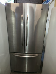 Maytag  22.0 cu. ft. French Door Refrigerator with Adjustable Spill-Catcher Glass Shelves, Pick-Off Gallon-Plus Door Bins, Automatic Moisture Control Ice Maker Monochromatic Stainless Steel LOCATED IN OUR PORTLAND OREGON APPLIANCE STORE SKU 17785