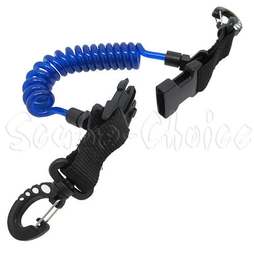 Scuba Choice Scuba Diving Shark Coil Lanyard with Snaps and Quick Release Buckles Blue