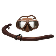 Palantic Brown Free Dive Low Volume Silicone Mask & Nautilus Snorkel Set