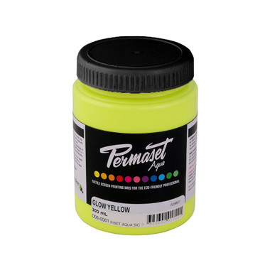 Permaset Aqua Supercover Waterbased Ink - Glow Yellow - 300 mL