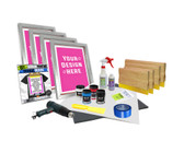 4 Color Supply Kit with Water Based Inks & Pre-burned Screens