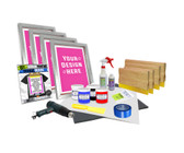 4 Color Supply Kit with Plastisol Inks & Pre-burned Screens