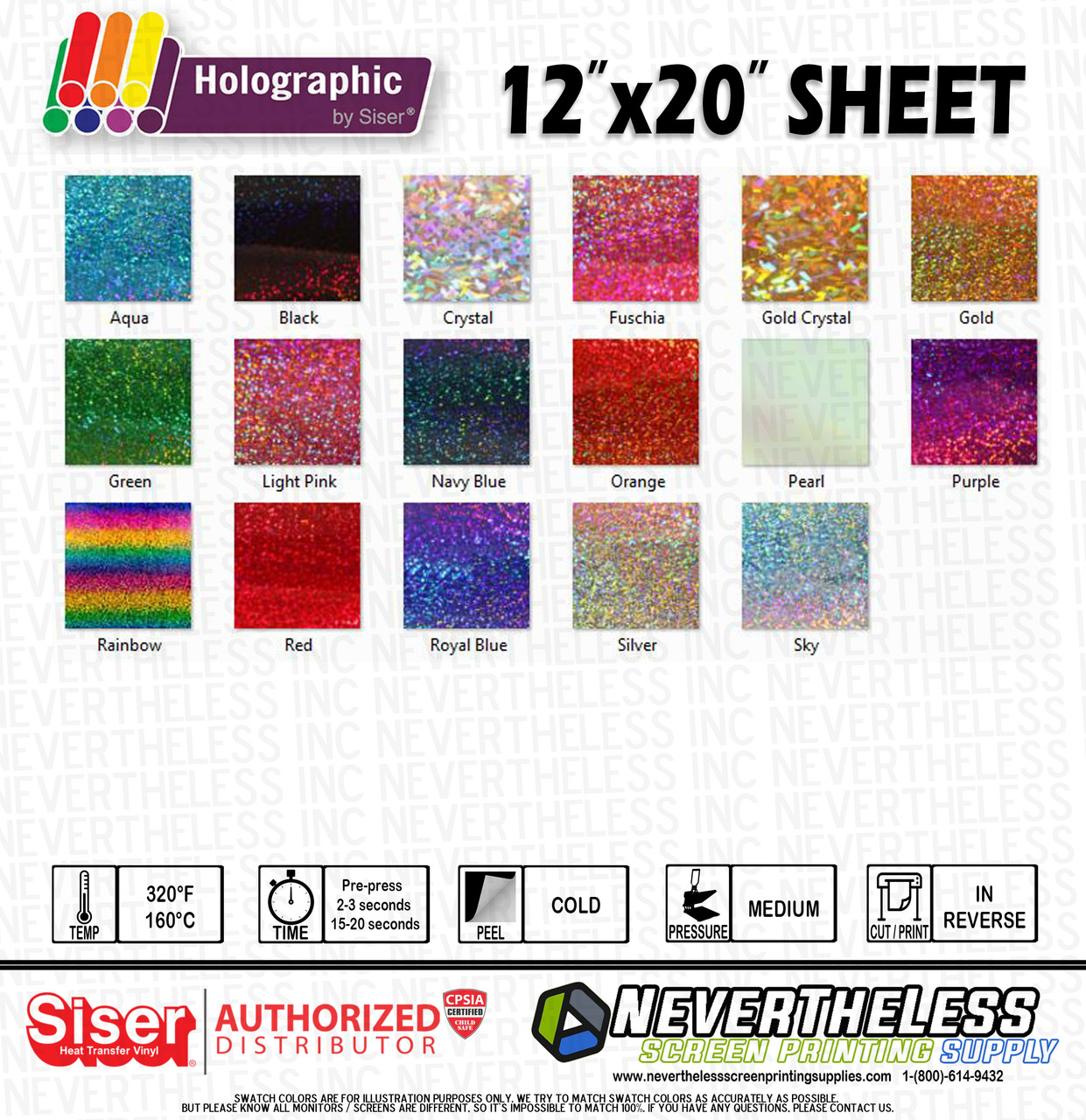 Siser Holographic HTV Heat Transfer Vinyl 12"x20" Sheet