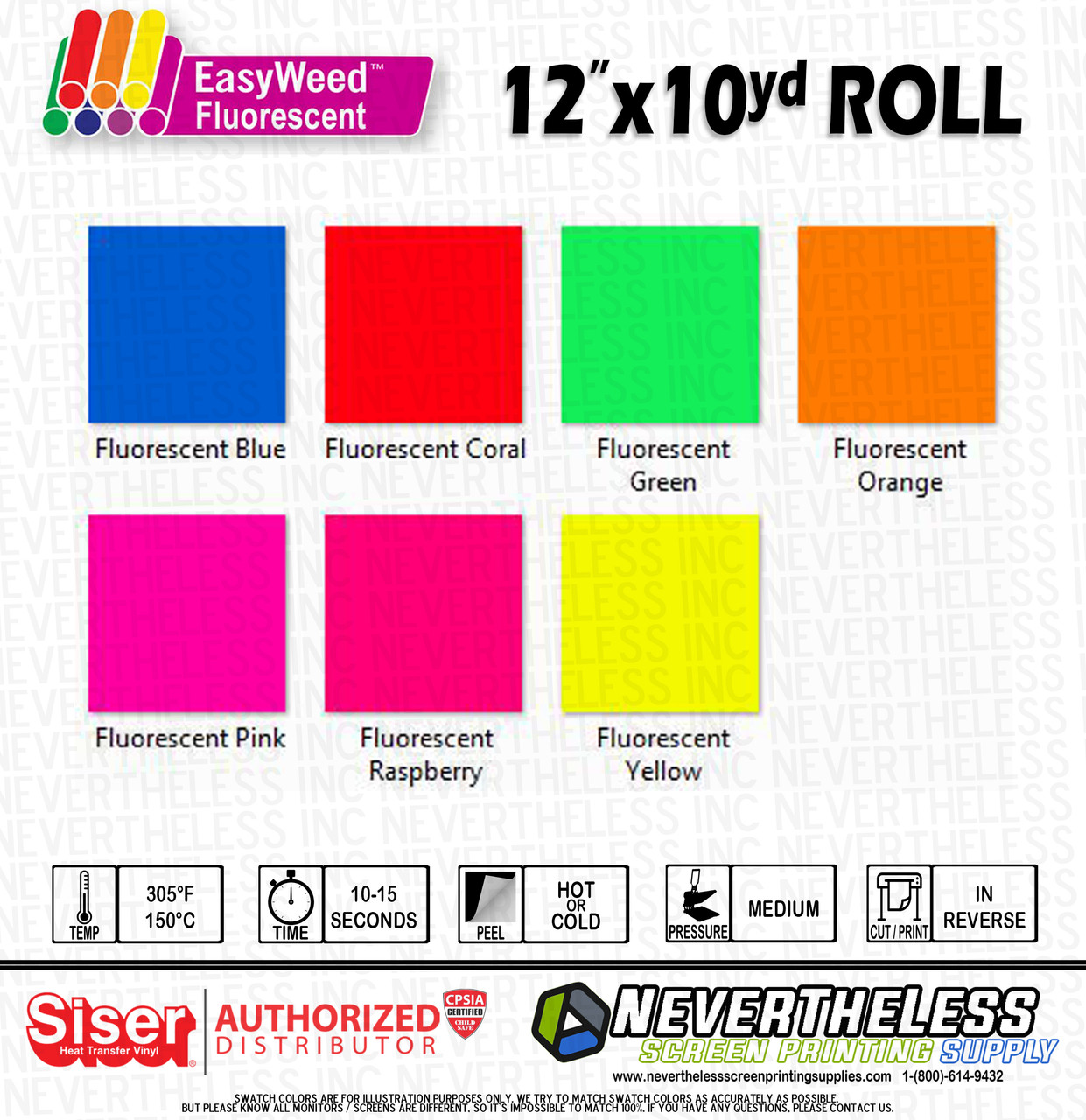 12 Fluorescent Yellow Siser EasyWeed Heat Transfer Vinyl (HTV)