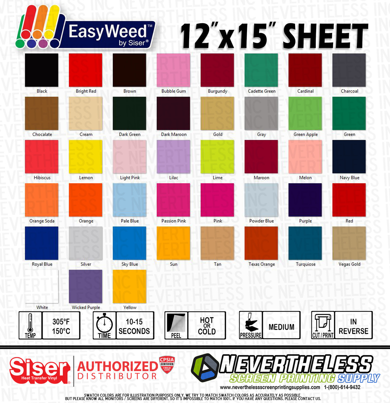 Siser Easyweed HTV 12x15 Sheets OVERSTOCK SALE Limited Quantities