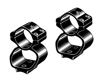 Kwik-Site See-Thru 1" Mount Set for Ruger 77 with Round Top Action Black