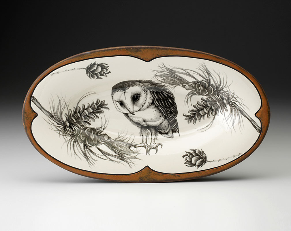 Oblong Serving Dish Barn Owl Laura Zindel Design