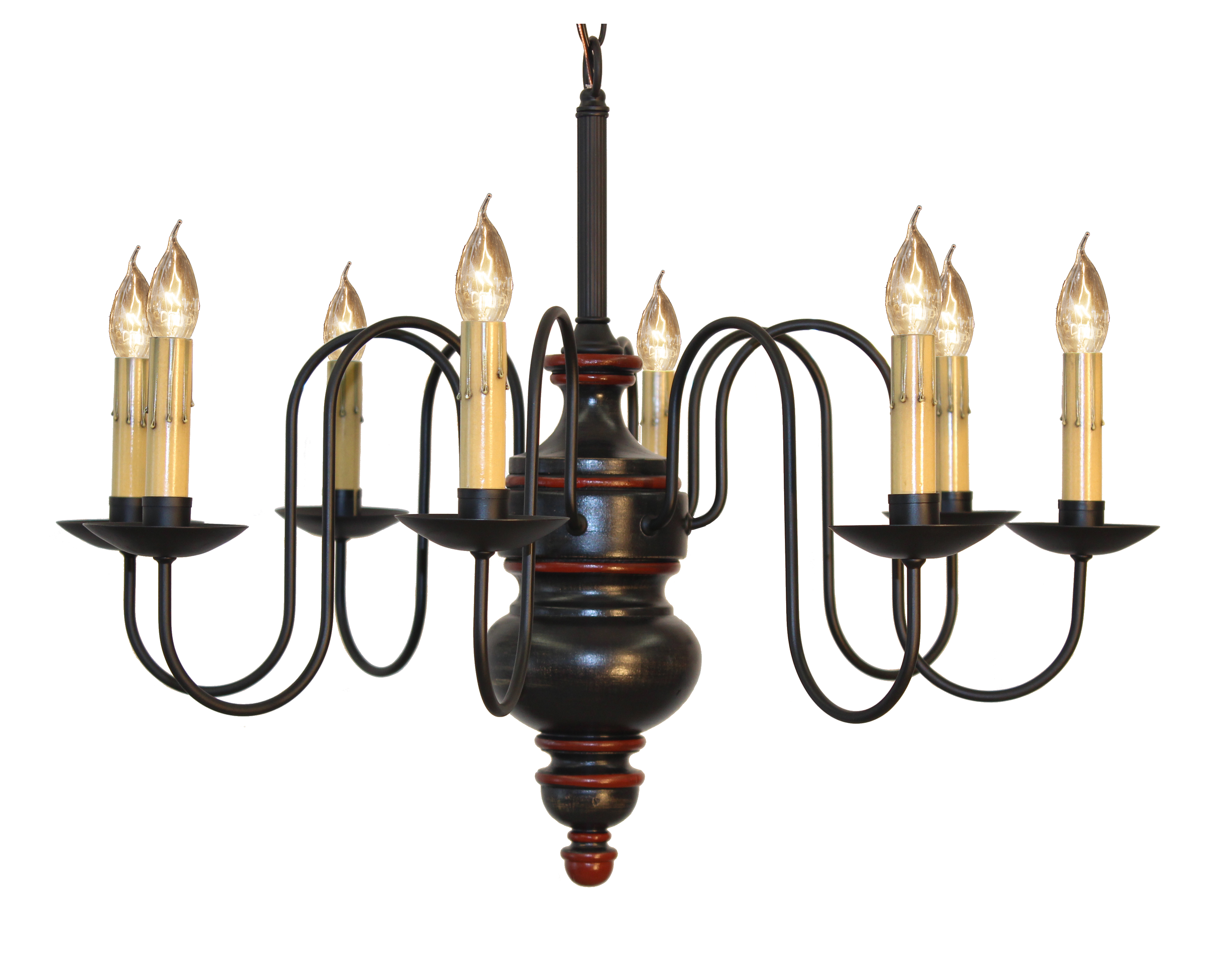 Chesapeake Chandelier Finished In Massicot, Black, Cottage Red