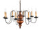 Katie's Handcrafted Lighting Chesapeake Wood Chandelier Pictured In Early American Finish: Base Coat Color = Michael's Cherry, Top Coat Color = None, Trim Color = Black