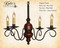 Katie's Handcrafted Lighting Queen Anne Mini Wood Chandelier Pictured In Original Finish: Base Coat Color = Barn Red, Top Coat Color = Black Rub, Trim Color = Spicy Mustard