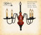 Katie's Handcrafted Lighting Frederick Mini Wood Chandelier Pictured In Early American Finish: Base Coat Color = Black, Top Coat Color = Caliente, Trim Color = Massicot