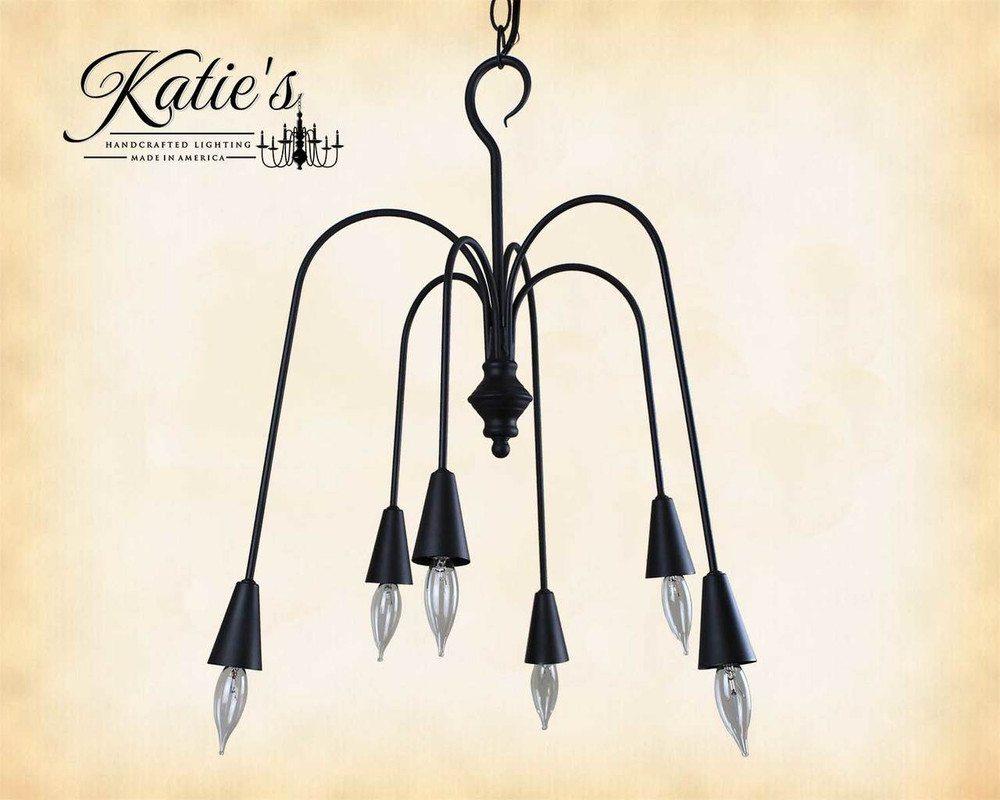 Beacon Falls 6 Arm Metal Chandelier Finished In Aged Black, Handcrafted In The USA by Katie's Handcrafted Lighting