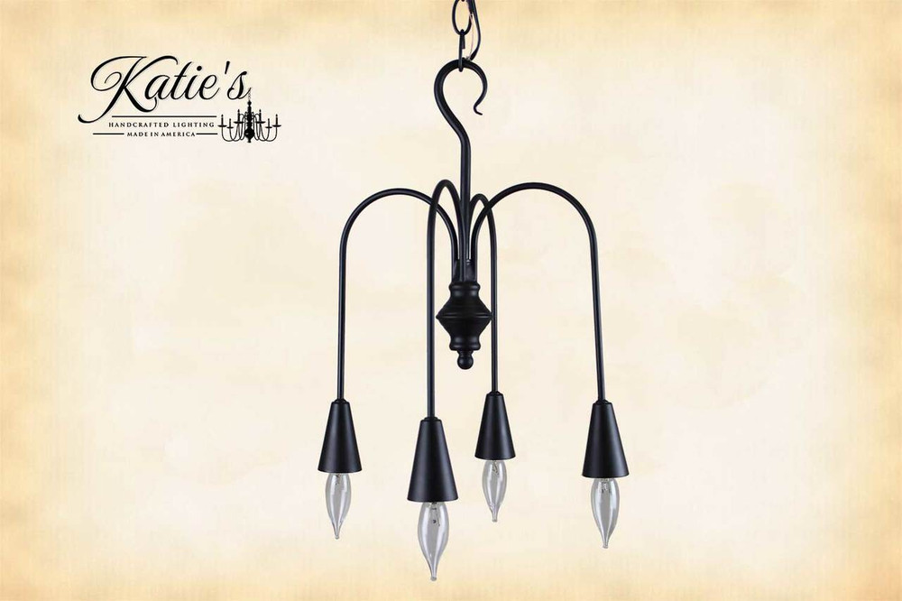 Beacon Falls 4 Arm Metal Chandelier Finished In Aged Black, Handcrafted In The USA by Katie's Handcrafted Lighting