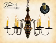 Signature Series 25 of 25 Anderson House Chandelier finished in Cappucinno, Black Rub, with Sage Green Trim