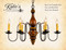 Katie's Handcrafted Lighting Anderson House Wood Chandelier Pictured In: Base Coat Color = Pumpkin Spice, Top Coat Color = Black Rub, Trim Color = Mustard