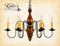 Katie's Handcrafted Lighting Anderson House Wood Chandelier Pictured In: Base Coat Color = Pumpkin Spice, Top Coat Color = Black Rub, Trim Color = Mustard