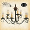 Katie's Handcrafted Lighting Washington Wood 2-Tier Chandelier Pictured In: Base Coat Color = Barn Red, Top Coat Color = Black Rub, Trim Color = None