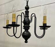 Katie's Handcrafted Lighting Hamilton Wood Chandelier Pictured In: Original Finish, Base Coat Color = Mustard, Top Coat Color = Black Crackle, Trim Color = None