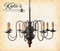 Katie's Handcrafted Lighting Chesapeake Wood Chandelier Pictured In: Base Coat Color = Massicot, Top Coat Color = Black, Trim Color = Cottage Red