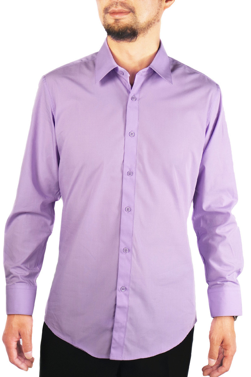 Lavender Men S Solid Slim Fit Amanti Convertible Cuff Dress Shirt Mensdressshirtsuit Com