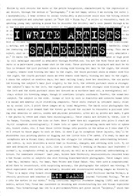 I Write Artist Statements by Liz Sales, Matthew Carson, 9781942084525