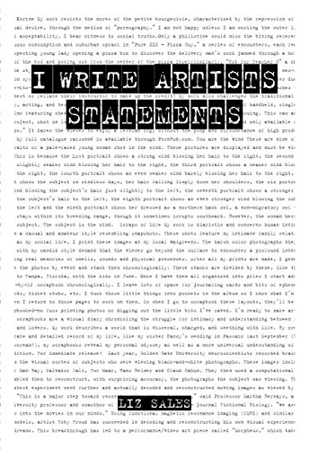 I Write Artist Statements by Liz Sales, Matthew Carson, 9781942084525