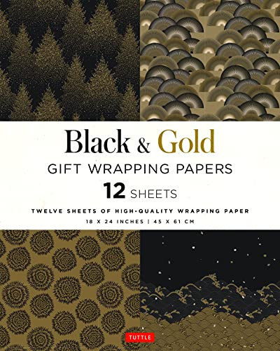 Black & Gold Gift Wrapping Papers - 12 Sheets (18 x 24 inch (45 x 61 cm) Wrapping Paper) by Tuttle Studio, 9780804852104