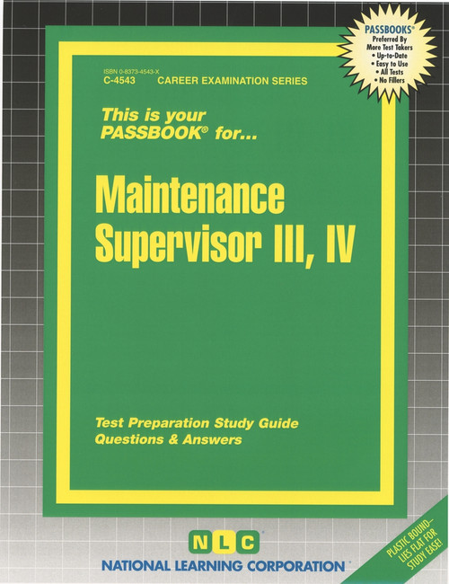 Maintenance Supervisor III, IV - 9780837345437 by National Learning Corporation, 9780837345437