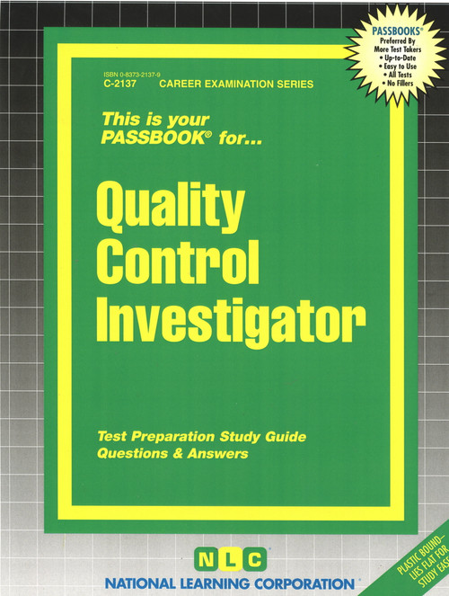 Quality Control Investigator - 9780837321370 by National Learning Corporation, 9780837321370