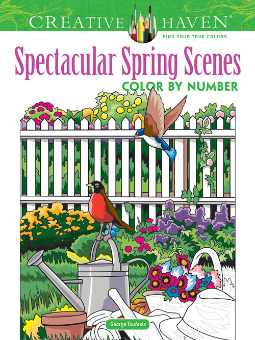 Creative Haven Spectacular Spring Scenes Color by Number by George Toufexis, 9780486845432