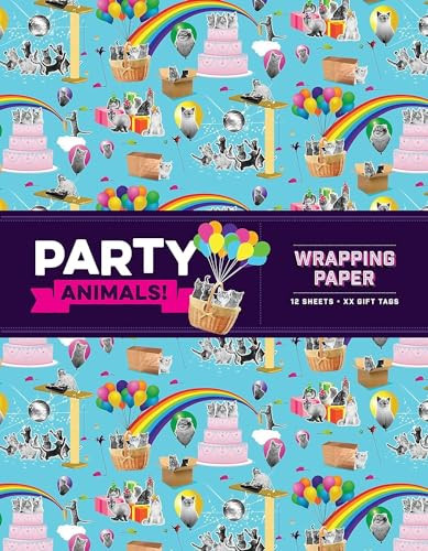 Party Animals! Wrapping Paper (12 Sheets + 24 Gift Tags) by Chronicle Books, 9781452142869