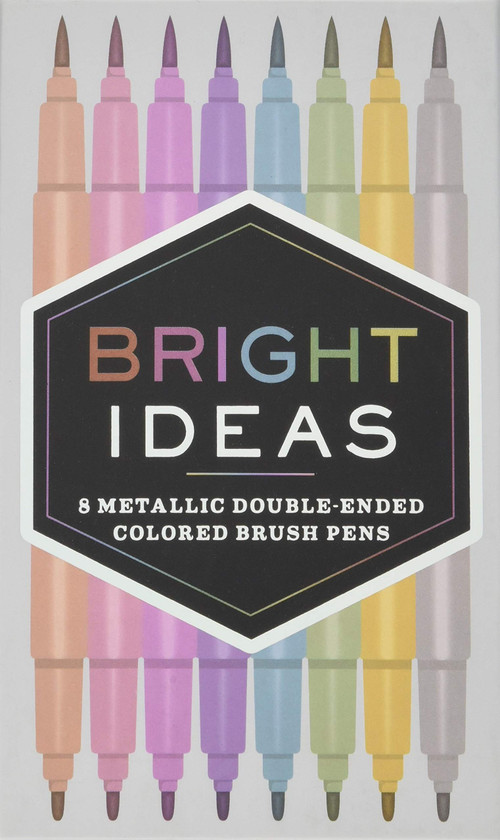 Bright Ideas: 8 Metallic Double-Ended Colored Brush Pens ((Dual Brush Pens, Brush Pens for Lettering, Brush Pens with Dual Tips)) (Miniature Edition) by Chronicle Books, 9781452163864