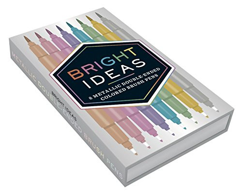 Bright Ideas: 8 Metallic Double-Ended Colored Brush Pens ((Dual Brush Pens, Brush Pens for Lettering, Brush Pens with Dual Tips)) by Chronicle Books, 9781452163864