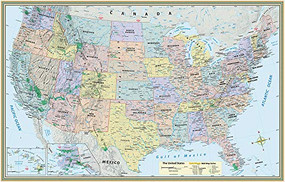 U.S. Map Poster (32 x 50 inches) - Laminated (- a QuickStudy Reference) by Specialists, Mapping, 9781423220817