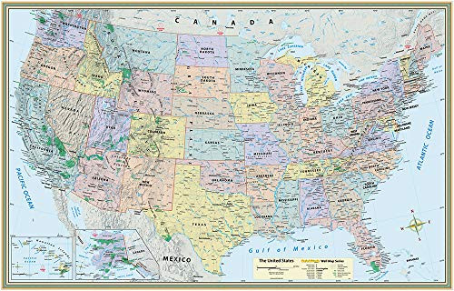 U.S. Map Poster (32 x 50 inches) - Laminated (- a QuickStudy Reference) by Specialists, Mapping, 9781423220817