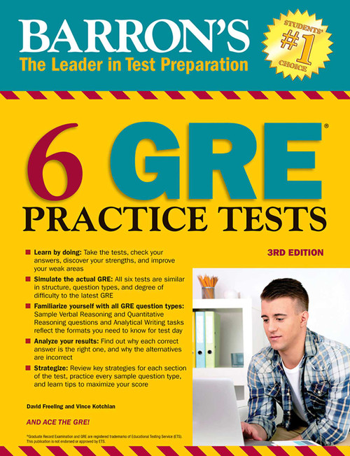 6 GRE Practice Tests by David Freeling, Vince Kotchian, 9781438011028